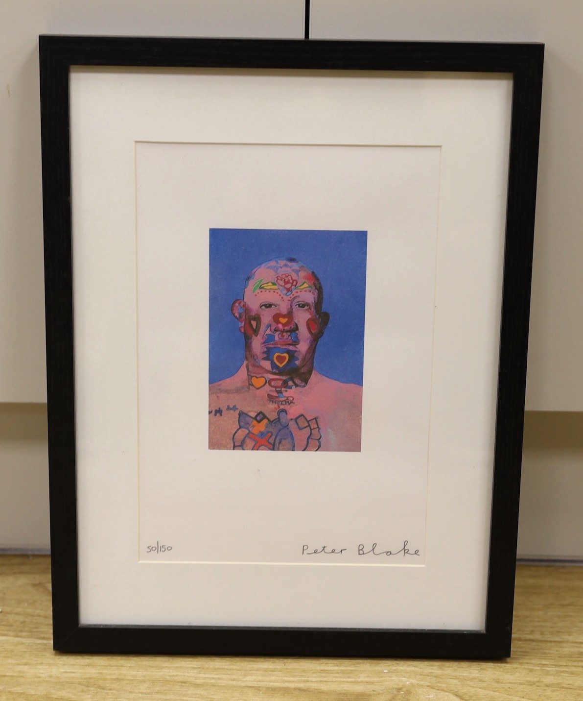 Peter Blake (1932-), ink jet print in colours, Tattooed Man, 2015, signed in pencil, 50/150, overall 29 x 20cm